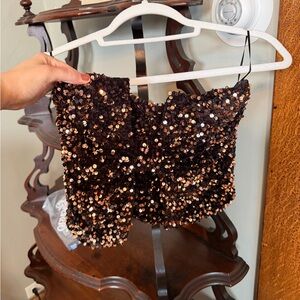 Evolutionary Black and Gold Bow Crop Top